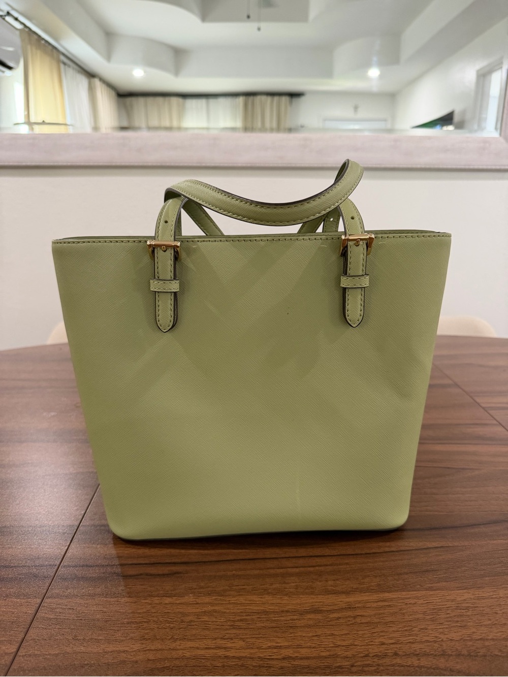 Michael Kors Jet Set Multifunction Medium Pocket Tote Bag Light Sage Green /Gold - Picture 9 of 12